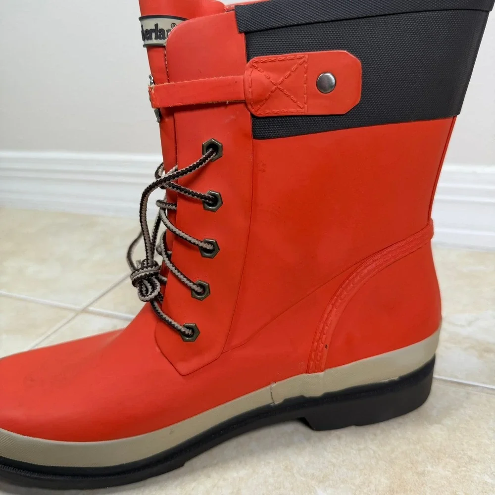 Timberland Rain Boots Womens 9 Orange Smartwool Lined Waterproof 3664R